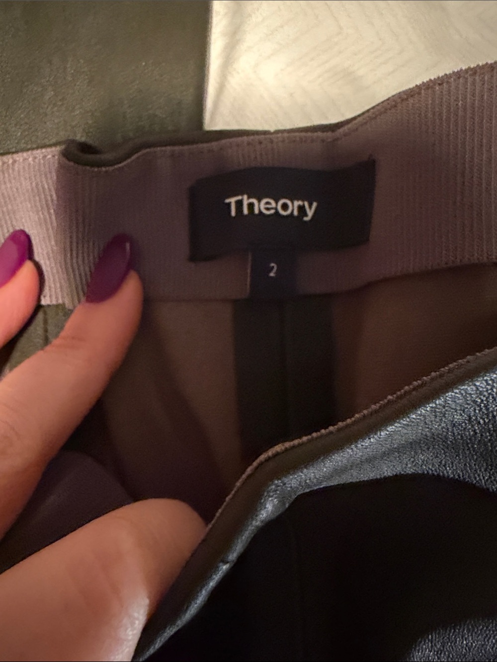 Theory Green Slate Leather Skinny Pants- 2 NWT - Picture 5 of 9